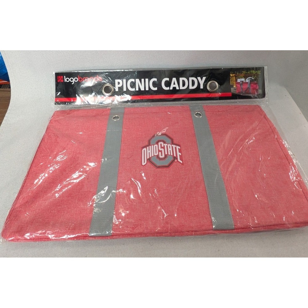 Logo Brands Picnic Caddy Ohio State Buckeyes Red Gray New Utility Tote Bag